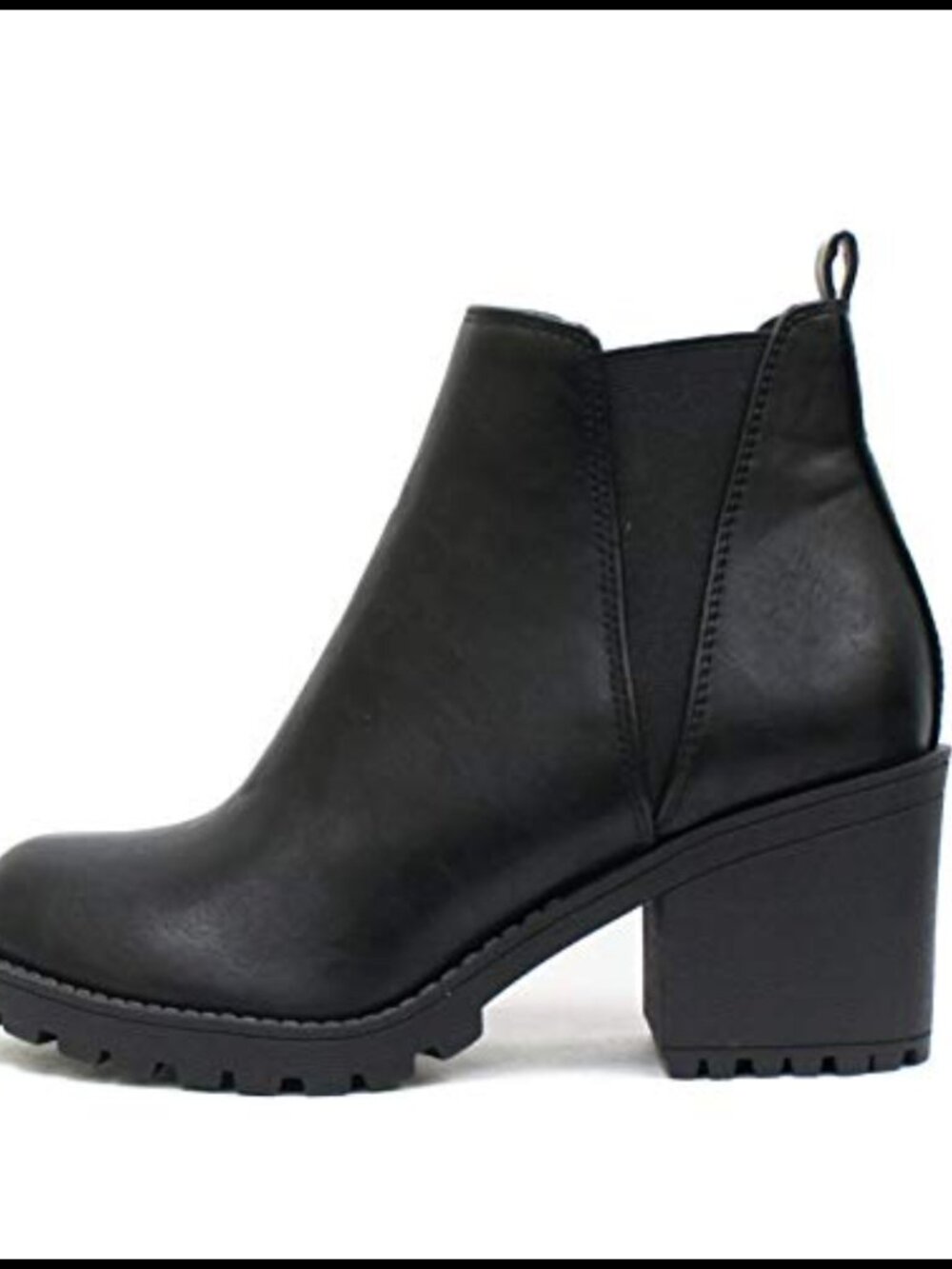 Soda ORIGAMI ~ WOMEN LUG SOLE MID HEEL FASHION ANKLE BOOTIE W/DOUBLE ELASTIC